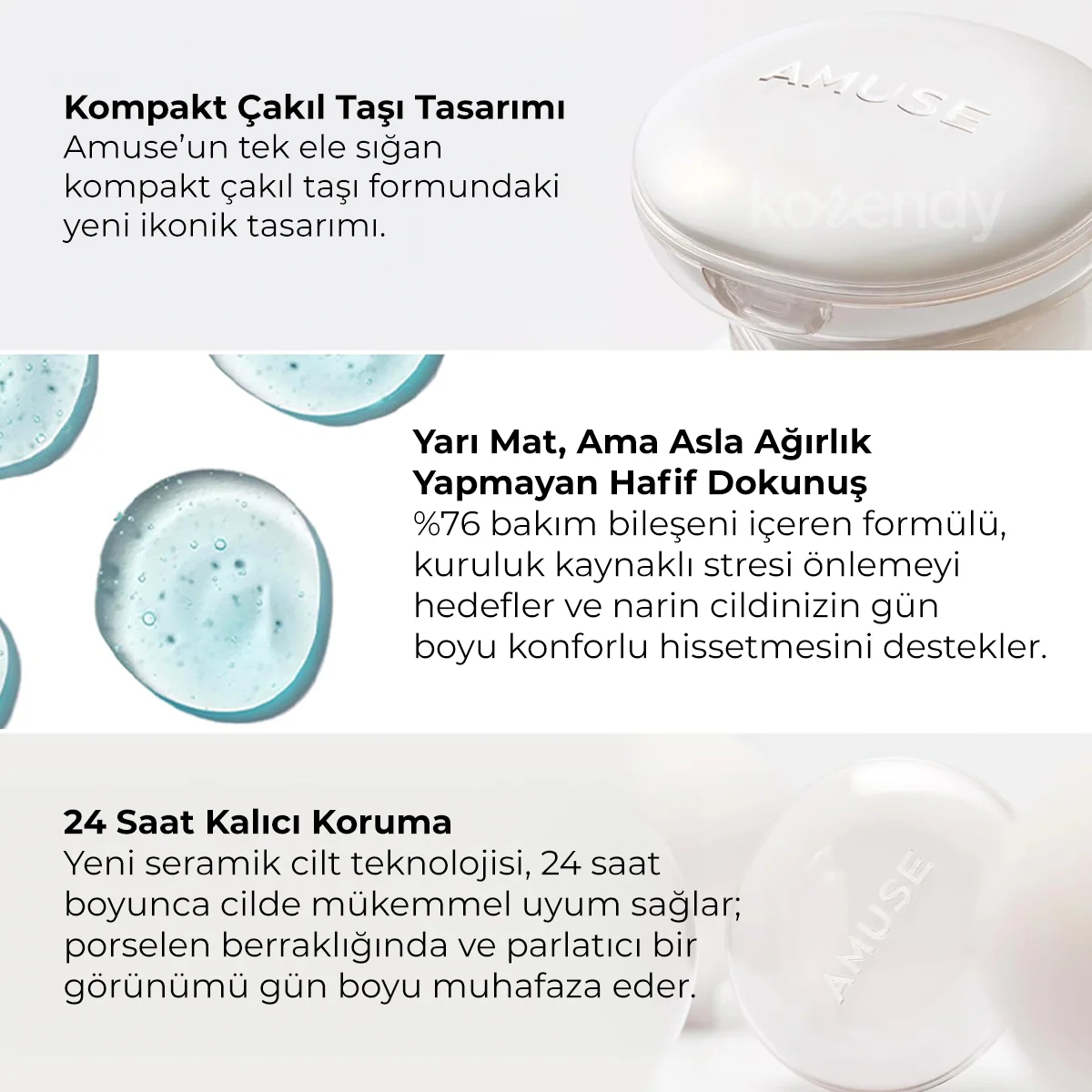 Amuse - Ceramic Skin Perfector SPF 40 PA++ (Seramid ve Peptitli Porselen Cilt Cushion) 15gr (%60 SKT İndirimli) - Image 9
