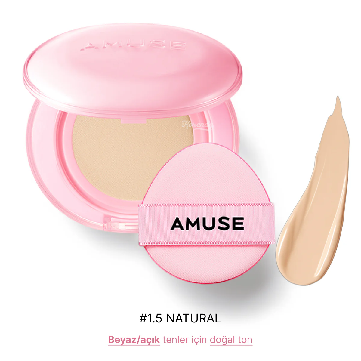 Amuse - Dew Power Vegan Cushion SPF 50+ PA++++ (Centella ve Peptitli Gün Boyu Kalıcı Orta Parlak Bitişli) 15g (%60 SKT İndirimli) - Image 4