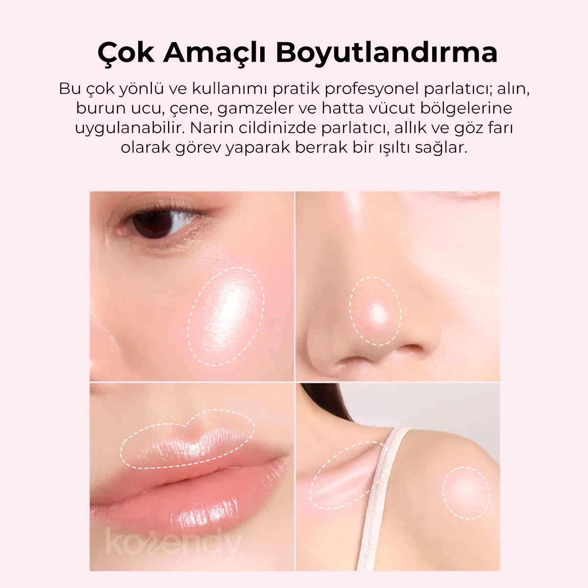Amuse - Face Diamond Highlighter (Yüz Boyutlandırıcı Pembe Işıltılı Aydınlatıcı) 4.7gr - Image 3
