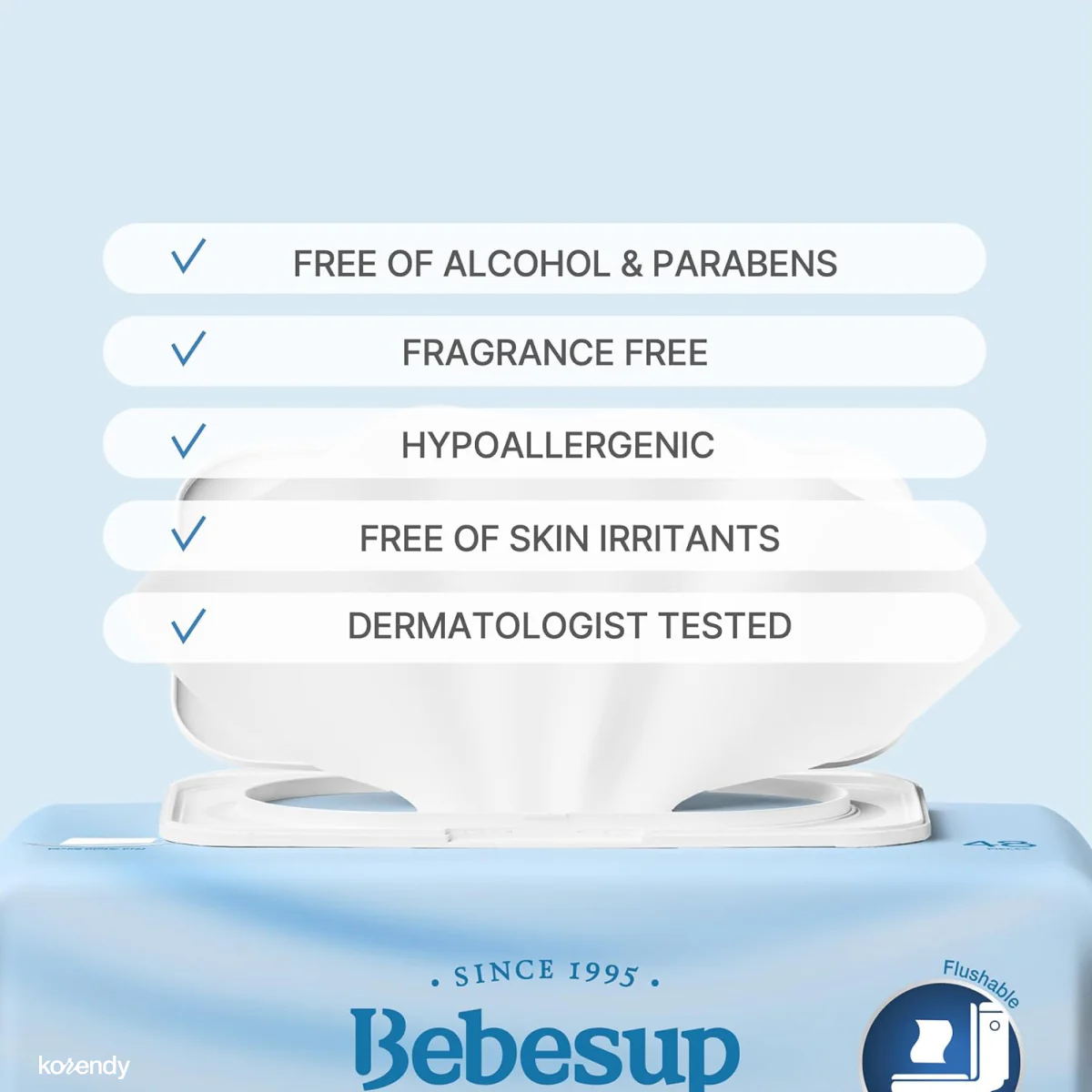 Bebesup - Clean Bidet Tissue (%99 Su Bazlı Tuvalete Atılabilir Yeşil Çaylı Fermente İçerikli Islak Mendil) (48 Mendil) - Image 4