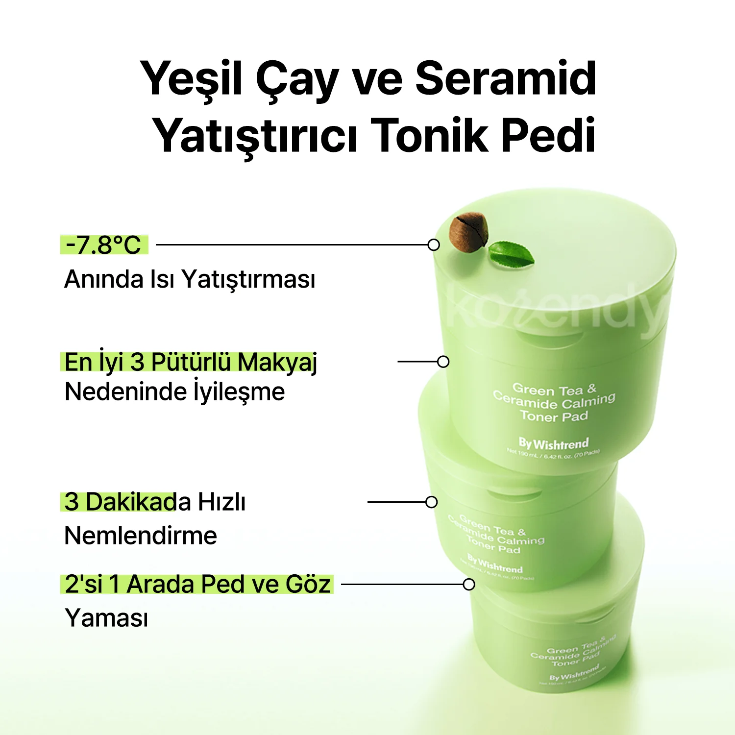By Wishtrend - Green Tea & Ceramide Calming Toner Pad (Besleyici ve Parlatıcı Yeşil Çay & Seramidli Stres Karşıtı Tonik Ped) 190ml - Image 15
