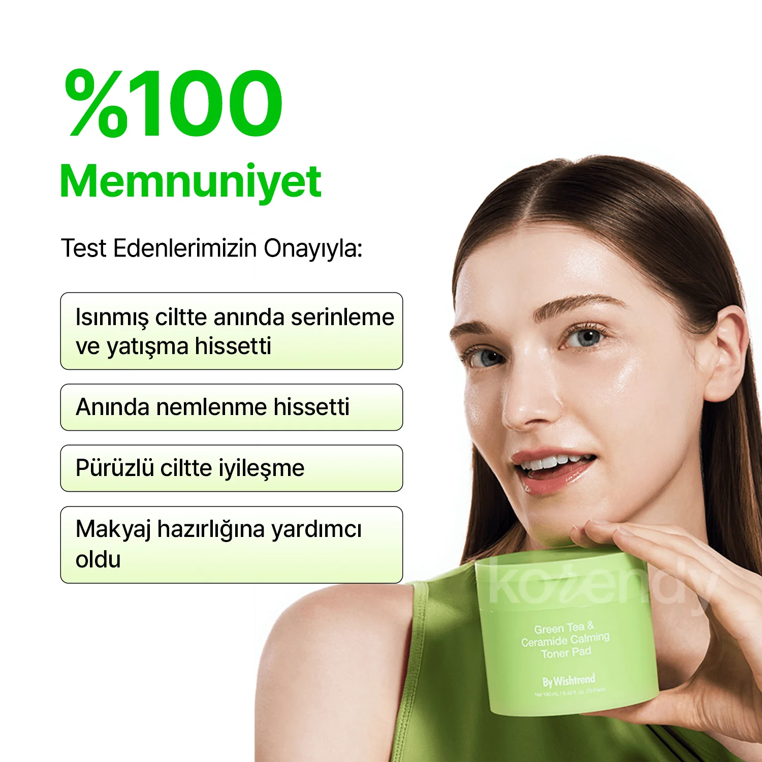 By Wishtrend - Green Tea & Ceramide Calming Toner Pad (Besleyici ve Parlatıcı Yeşil Çay & Seramidli Stres Karşıtı Tonik Ped) 190ml - Image 4