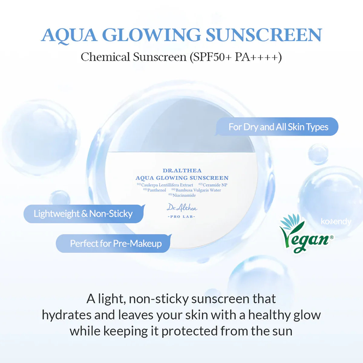 Dr. Althea - Aqua Glowing Sunscreen (Yoğun Nem ve Bariyer Desteği Sunan Bambu Suyu ve Yosun Kaynaklı PDRN İçeren Güneş Koruyucu) 45ml - Image 3