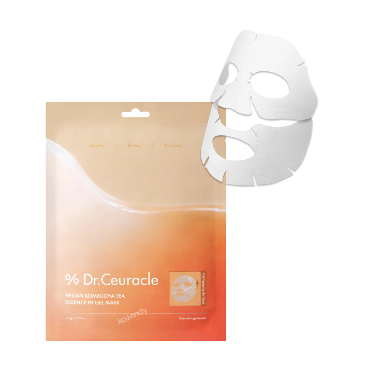Dr.Ceuracle  - Vegan Kombucha Tea Essence In Gel Mask (Elastikiyet Koruyucu ve Parlatıcı Vegan Kombucha & Seramidli V-Şekillendirici Hidrojel Maske) 36g - Image 2