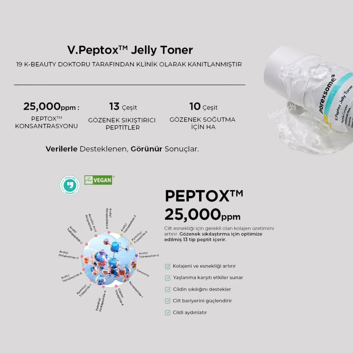 Dr.nineteen - V.Peptox Jelly Toner (Geniş Gözenek ve Elastikiyet Kaybı Önleyici PEPTOX™ ve 10'lu Hyaluronik Asitli Jel Tonik) 150ml - Image 3