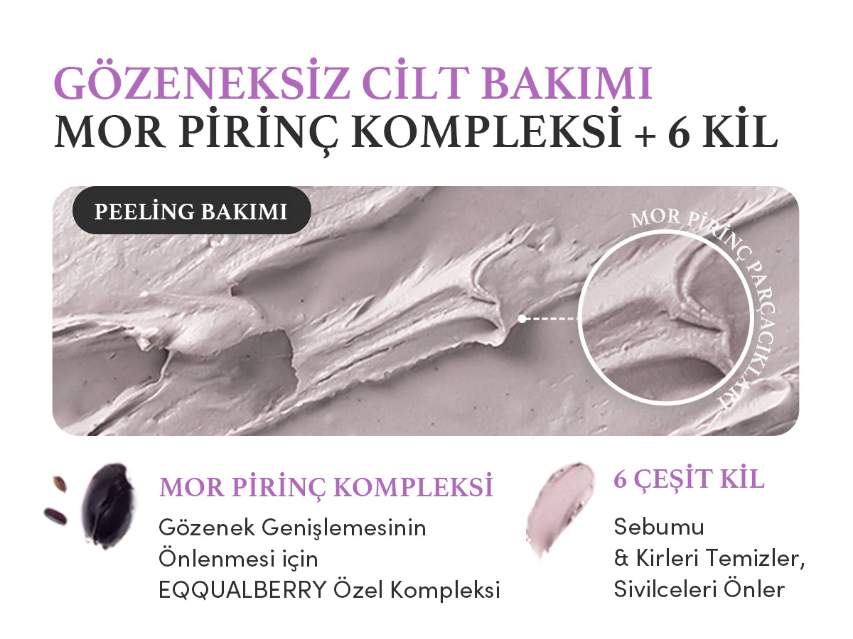 Eqqualberry - Purple Rice Pore Purifying Pack Cleanser (Geniş Gözenek Önleyici ve Ölü Deri Arındırıcı Mor Pirinçli Temizleyici) 130gr - Image 8