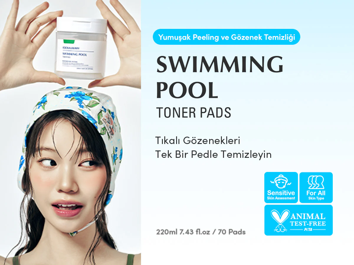 Eqqualberry - Swimming Pool Toner Pads (70'li Ped) (Yoğun Hidrasyon Verici ve Ölü Deri Arındırıcı 8 Hyaluronik Asitli Tonik Ped) 220ml - Image 2