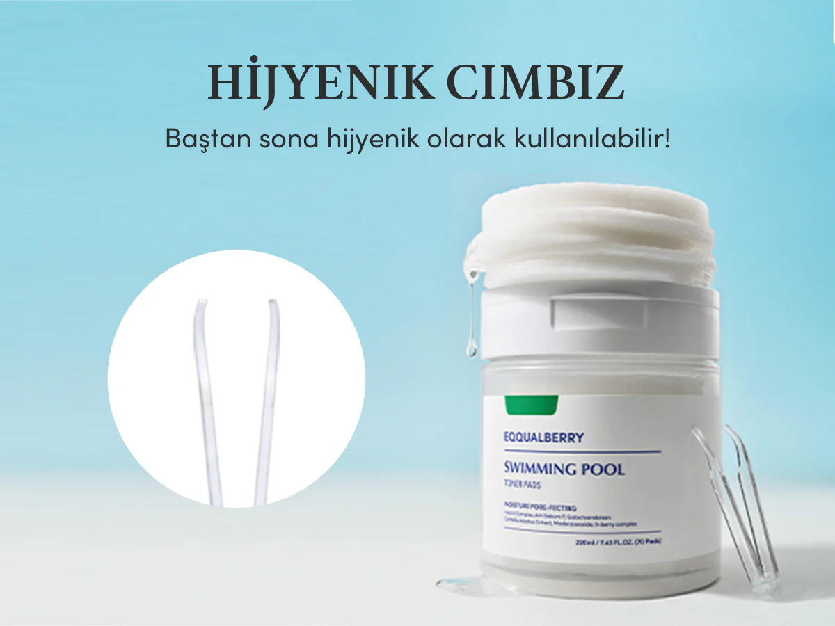Eqqualberry - Swimming Pool Toner Pads (70'li Ped) (Yoğun Hidrasyon Verici ve Ölü Deri Arındırıcı 8 Hyaluronik Asitli Tonik Ped) 220ml - Image 5