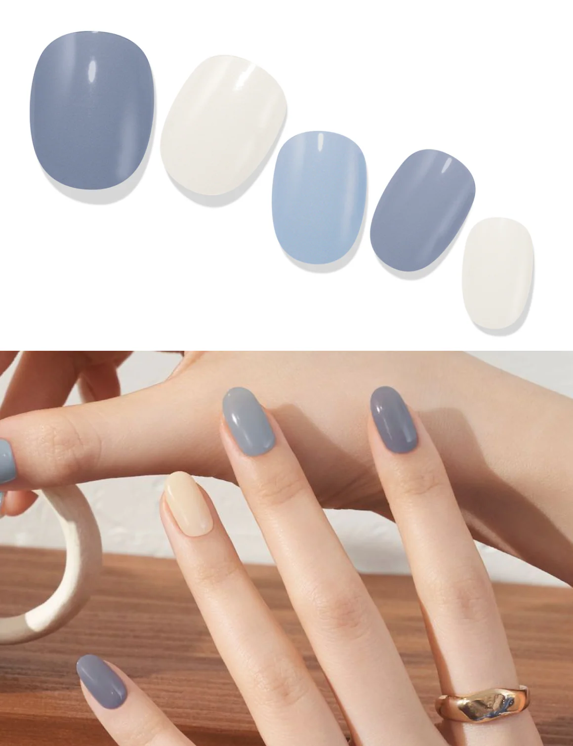Gelato Factory - Solar Cured Gel Nail #NB*001 Blue Mellow * Jel Oje Bantı Takma Tırnak 26'lı EL için