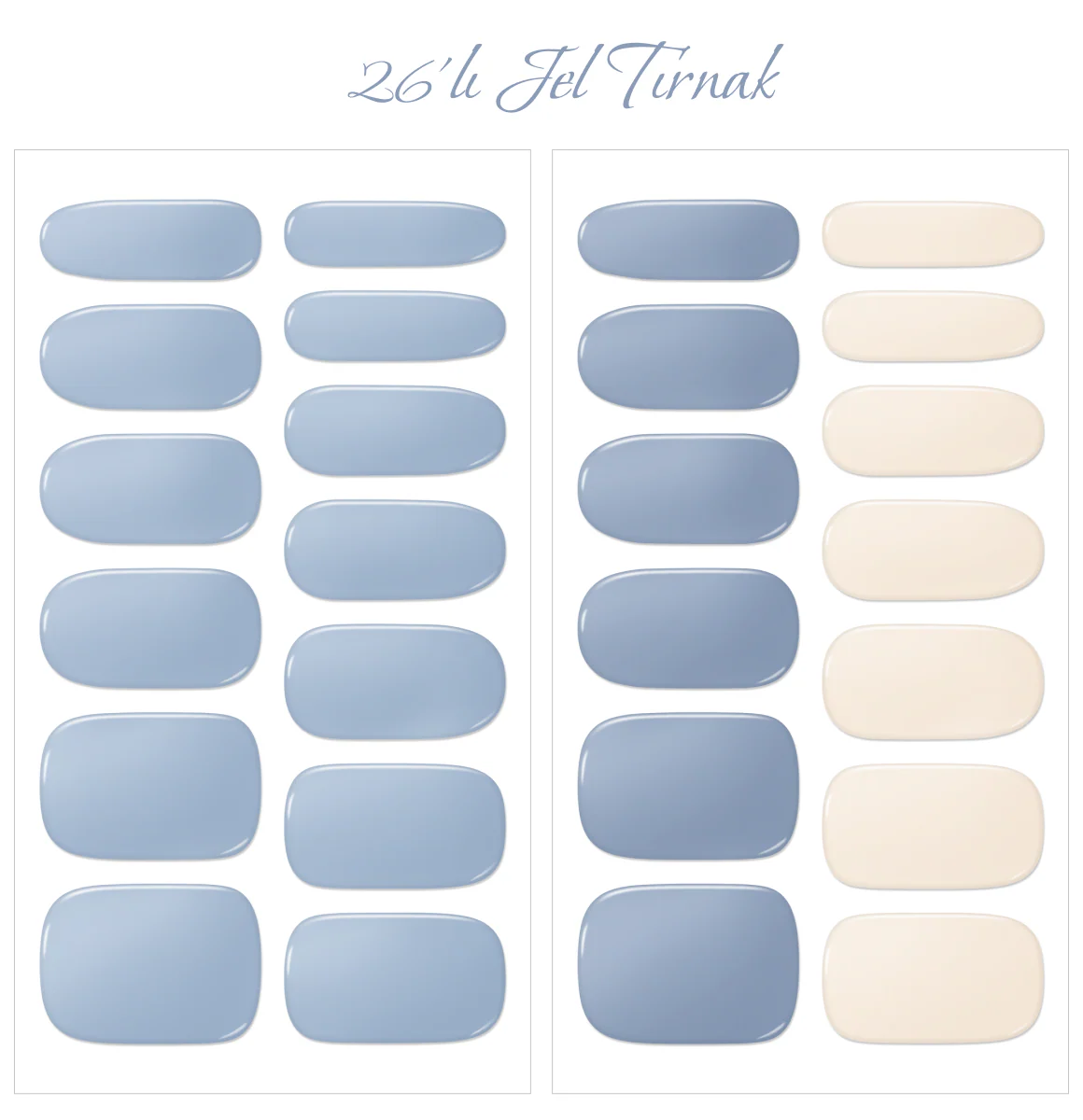 Gelato Factory - Solar Cured Gel Nail #NB*001 Blue Mellow * Jel Oje Bantı Takma Tırnak 26'lı EL için - Image 2
