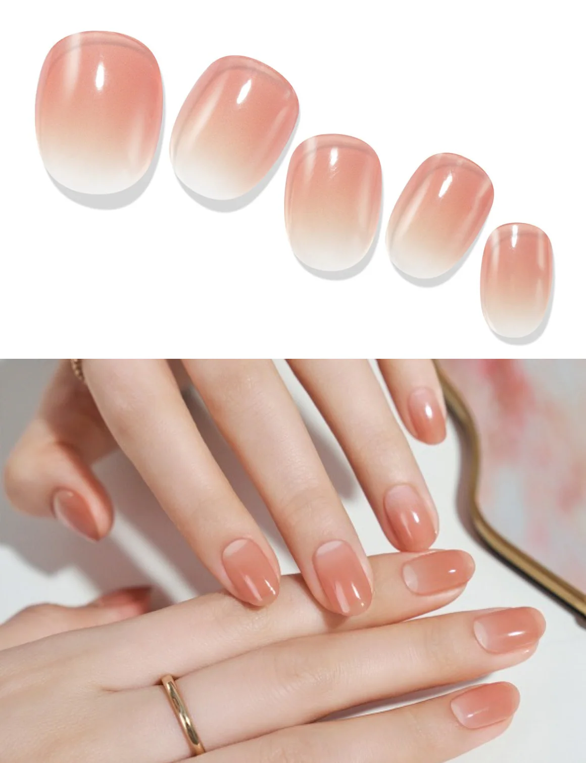 Gelato Factory - Solar Cured Gel Nail #NB*002 Dry Rose Syrup * Jel Oje Bantı Takma Tırnak 26'lı EL için