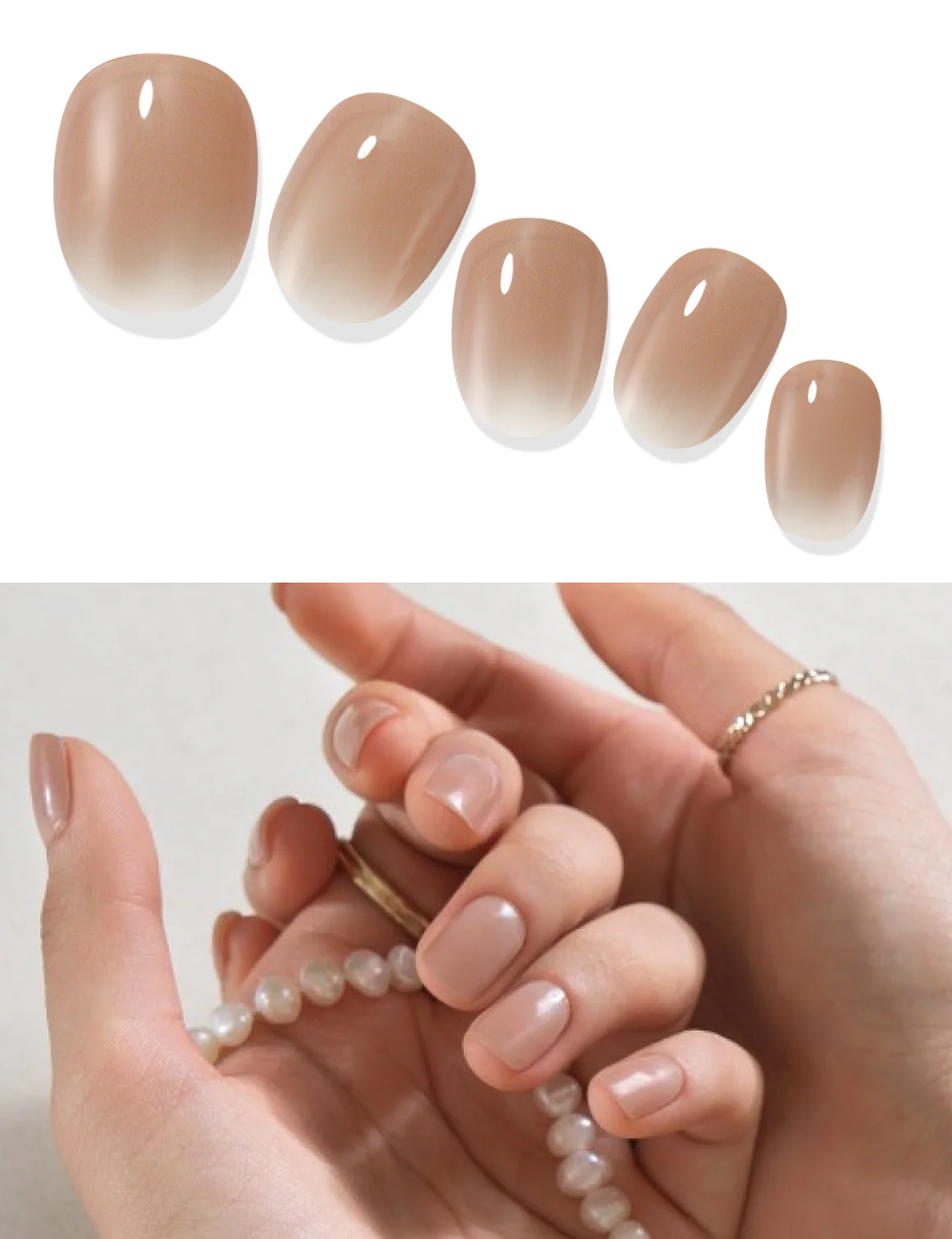 Gelato Factory - Solar Cured Gel Nail #NB*008 Soft Beige * Jel Oje Bantı Takma Tırnak 26'lı EL için