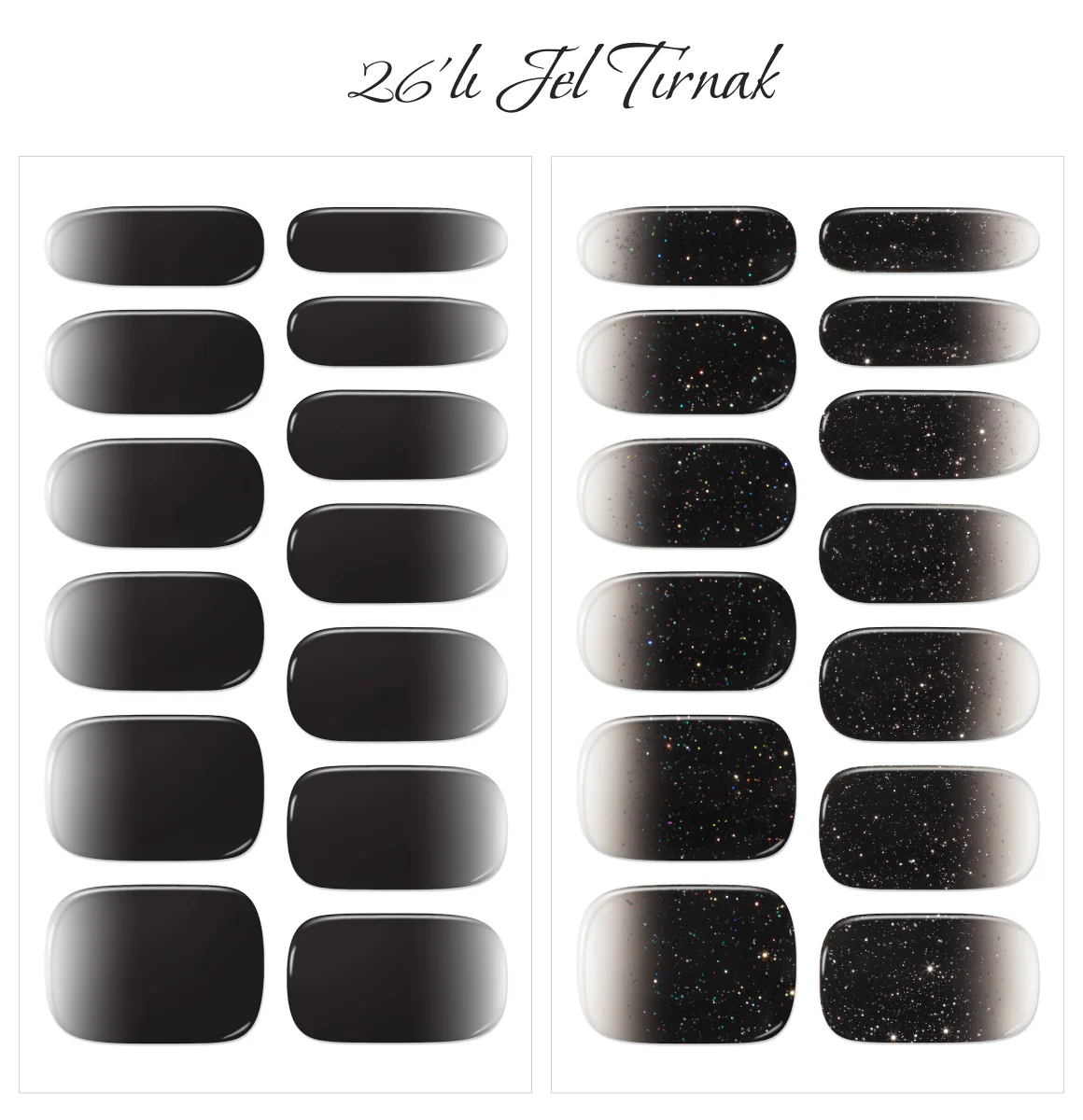 Gelato Factory - Solar Cured Gel Nail #ND*001 Black Swan * Jel Oje Bantı Takma Tırnak 26'lı EL için - Image 2