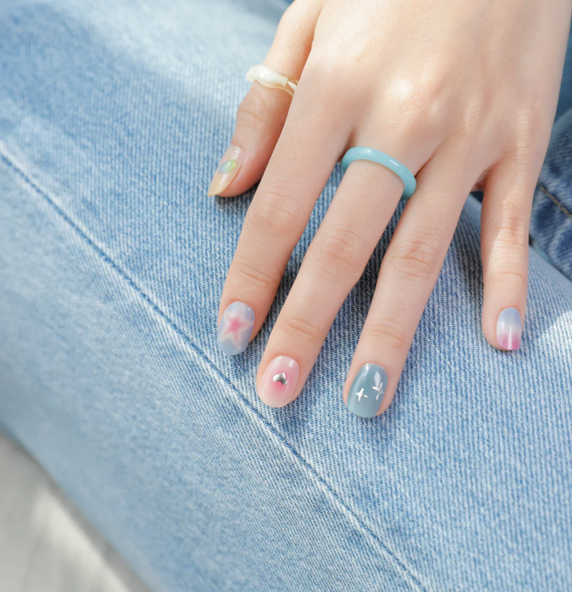 Gelato Factory - Solar Cured Gel Nail #ND*003 Shooting Star * Jel Oje Bantı Takma Tırnak 26'lı EL için - Image 4