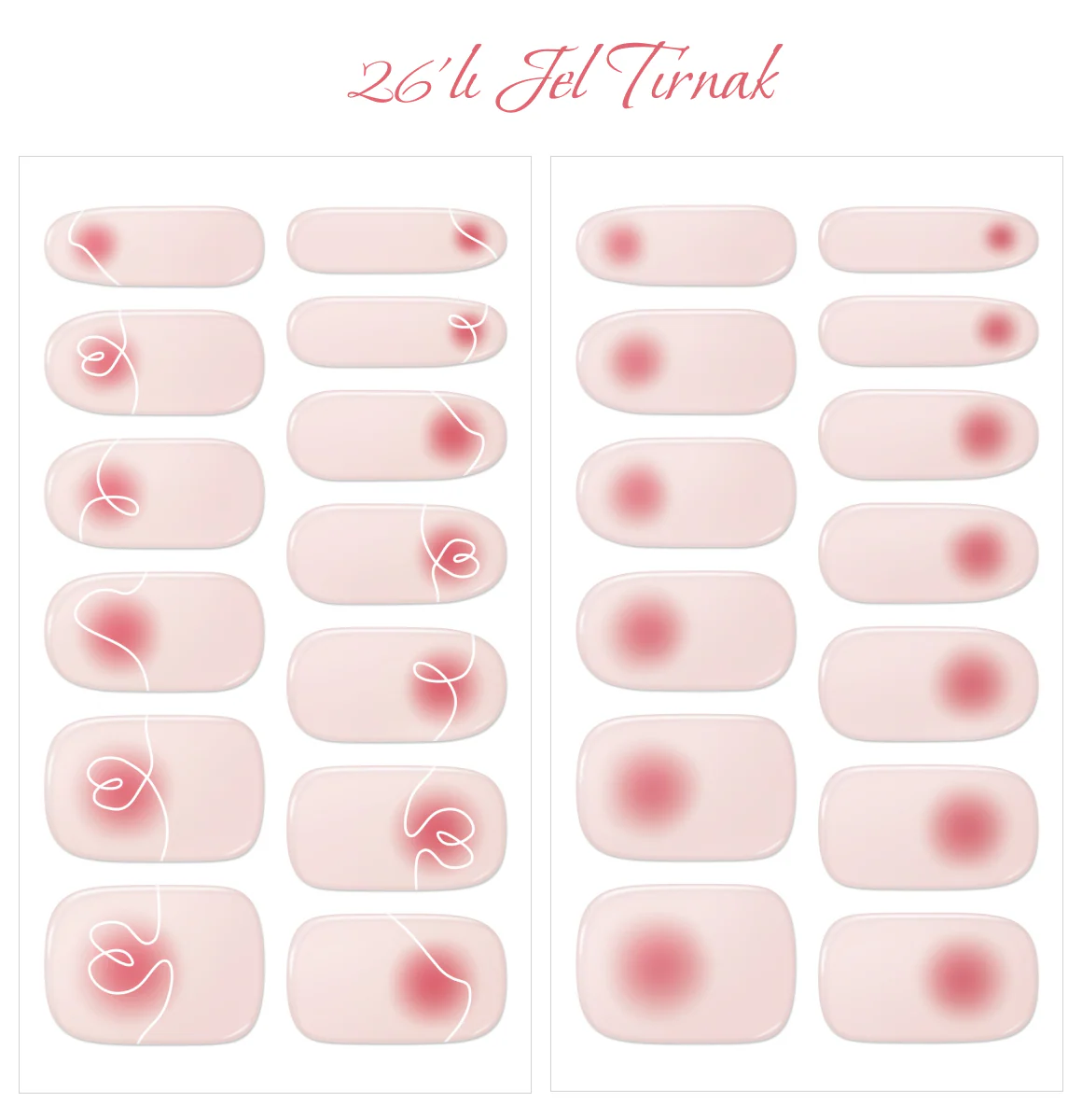 Gelato Factory - Solar Cured Gel Nail #ND*005 Lovely Cheek * Jel Oje Bantı Takma Tırnak 26'lı EL için - Image 2