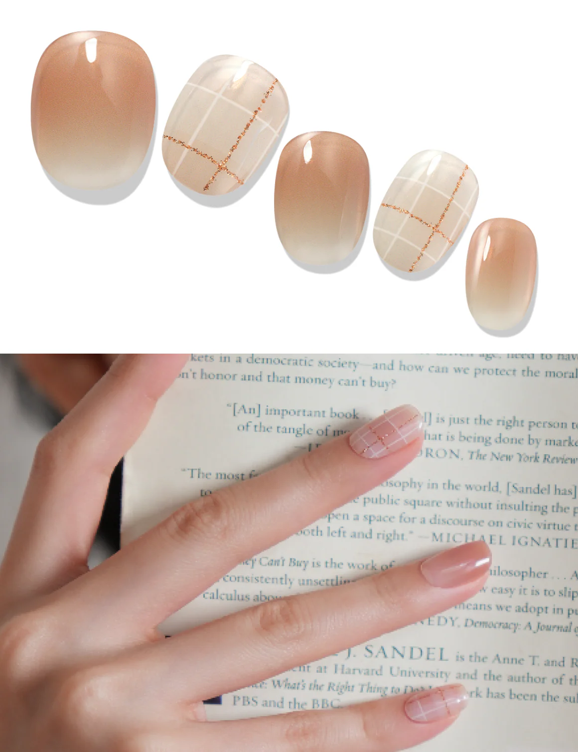 Gelato Factory - Solar Cured Gel Nail #ND*012 Ginger Check * Jel Oje Bantı Takma Tırnak 26'lı EL için