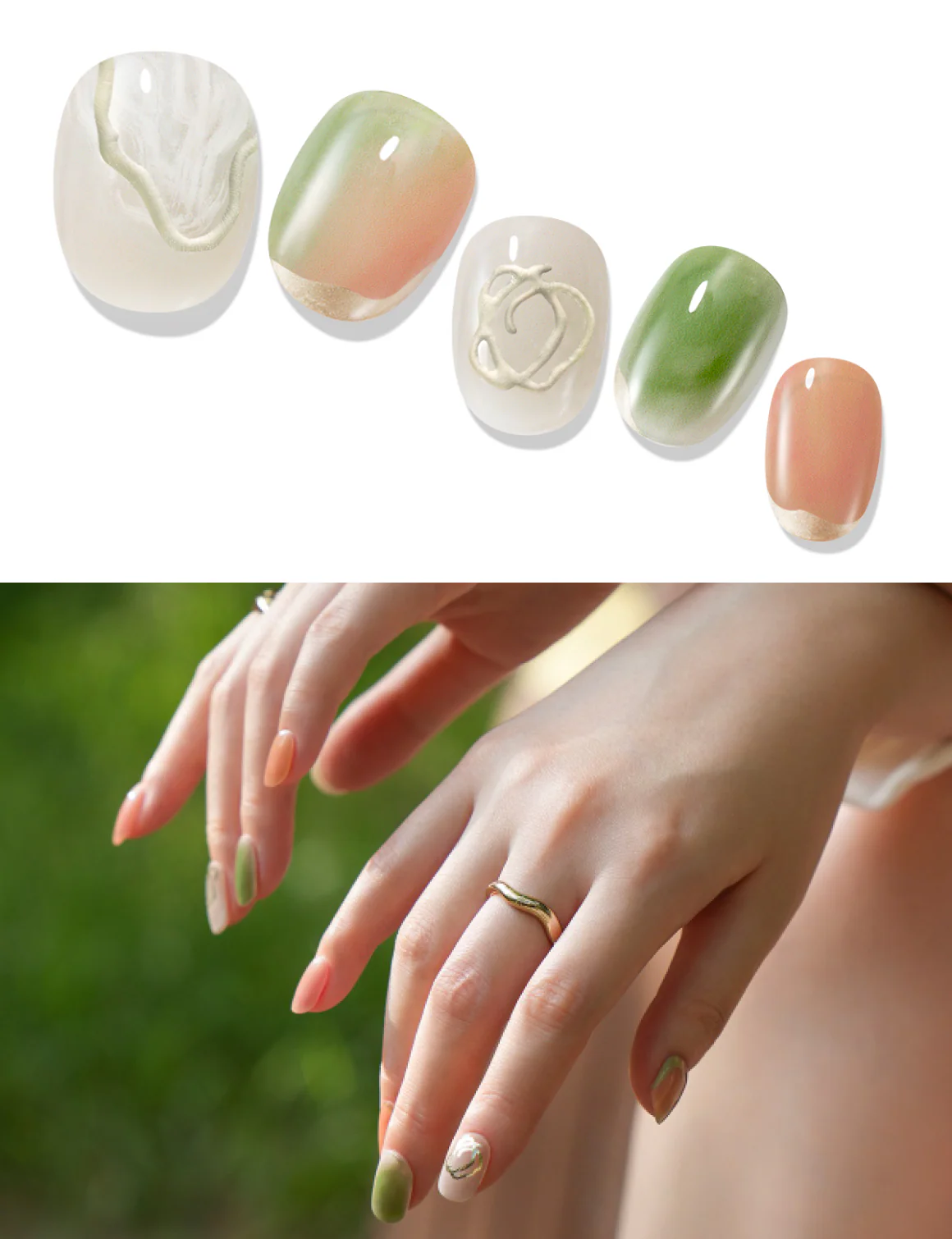 Gelato Factory - Solar Cured Gel Nail #ND*018 Golden Guava * Jel Oje Bantı Takma Tırnak 26'lı EL için