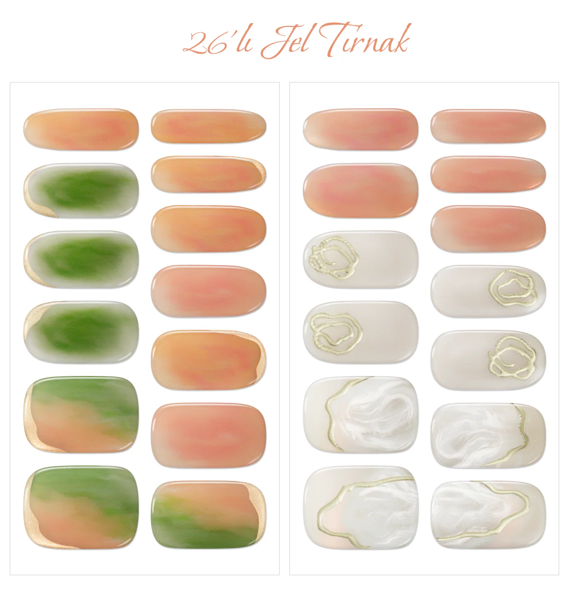 Gelato Factory - Solar Cured Gel Nail #ND*018 Golden Guava * Jel Oje Bantı Takma Tırnak 26'lı EL için - Image 2