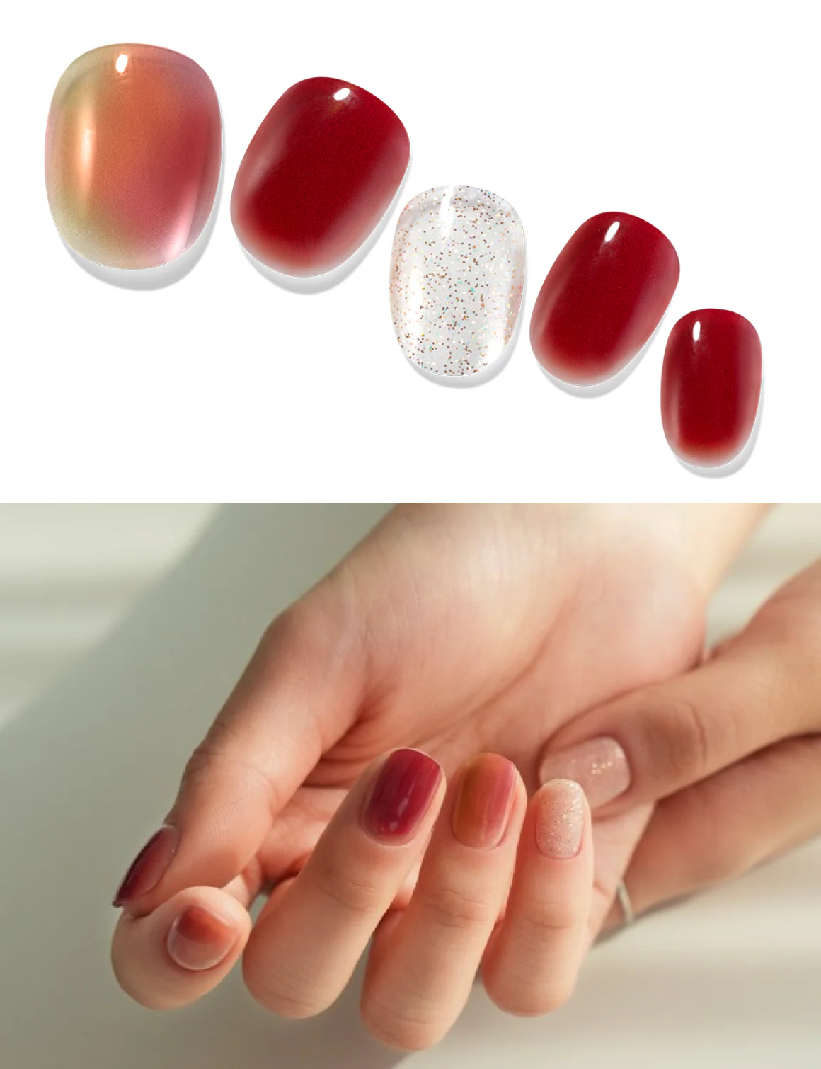 Gelato Factory - Solar Cured Gel Nail #ND*023 Fall In Love * Jel Oje Bantı Takma Tırnak 26'lı EL için