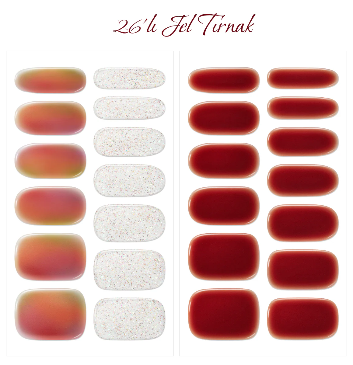 Gelato Factory - Solar Cured Gel Nail #ND*023 Fall In Love * Jel Oje Bantı Takma Tırnak 26'lı EL için - Image 2