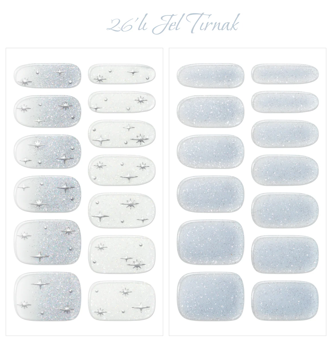Gelato Factory - Solar Cured Gel Nail #ND*025 Blue Sparkling * Jel Oje Bantı Takma Tırnak 26'lı EL için - Image 2