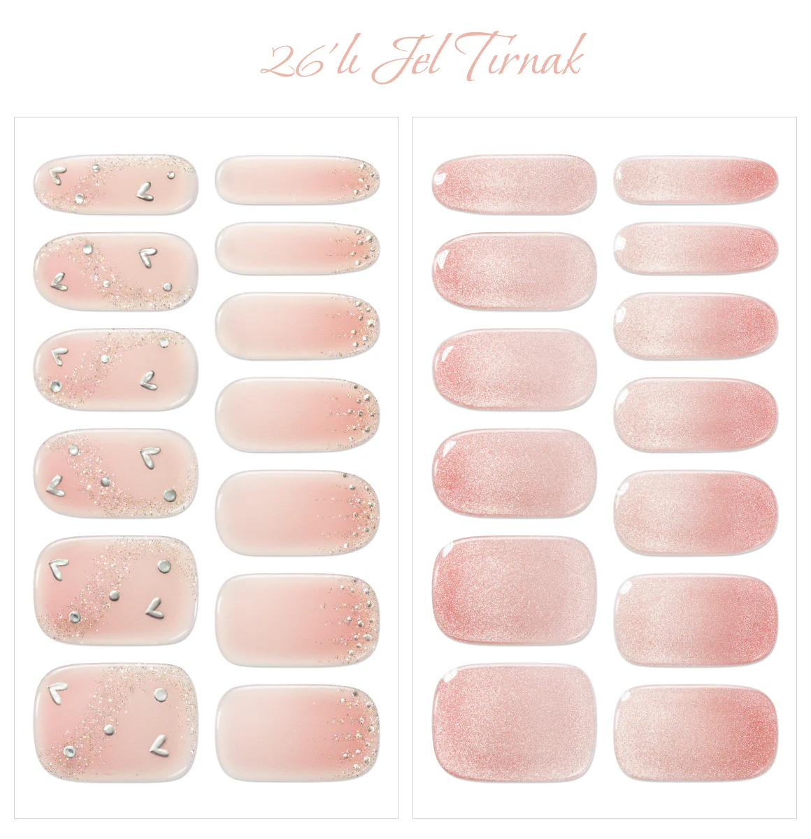 Gelato Factory - Solar Cured Gel Nail #ND*026 Pink Romance * Jel Oje Bantı Takma Tırnak 26'lı EL için - Image 2