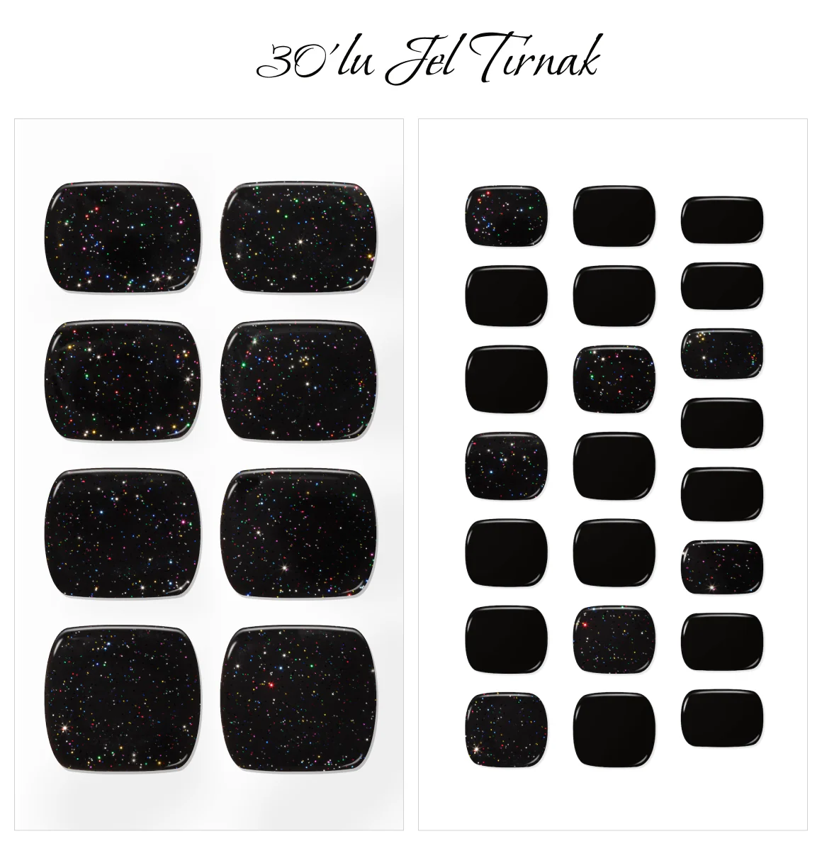 Gelato Factory - Solar Cured Gel Pedi #PB*001 Opal Black * Jel Oje Bantı Takma Tırnak 30'lu AYAK için - Image 2