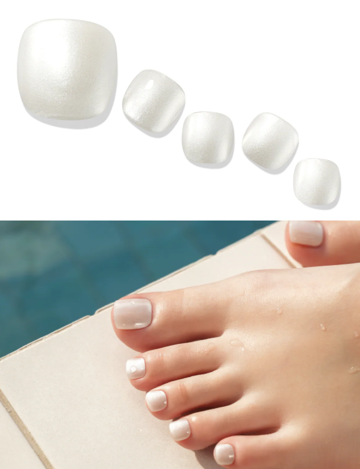 Gelato Factory - Solar Cured Gel Pedi #PB*002 Satin Mermaid * Jel Oje Bantı Takma Tırnak 30'lu AYAK için