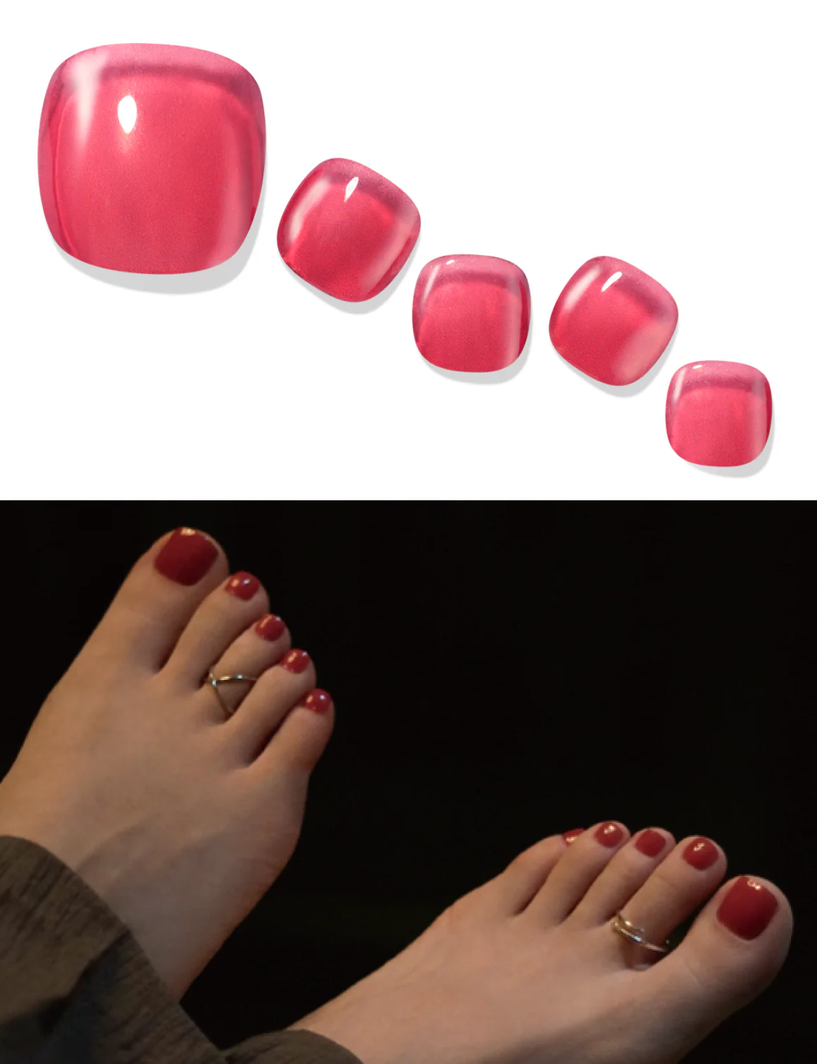 Gelato Factory - Solar Cured Gel Pedi #PB*004 Tint Red * Jel Oje Bantı Takma Tırnak 30'lu AYAK için