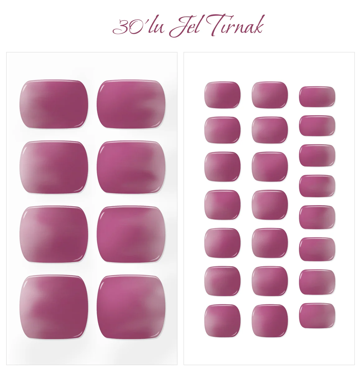 Gelato Factory - Solar Cured Gel Pedi #PD*002 Deep Purple Touch * Jel Oje Bantı Takma Tırnak 30'lu AYAK için - Image 2