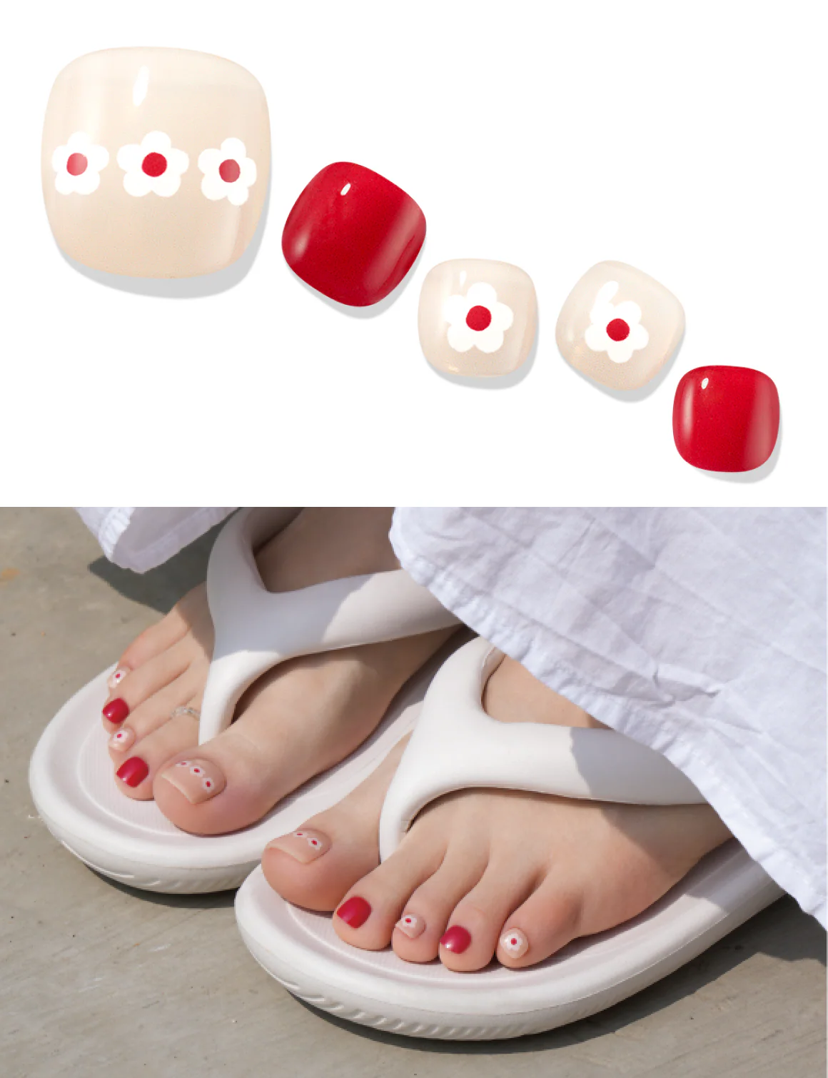 Gelato Factory - Solar Cured Gel Pedi #PD*006 Retro Flower * Jel Oje Bantı Takma Tırnak 30'lu AYAK için