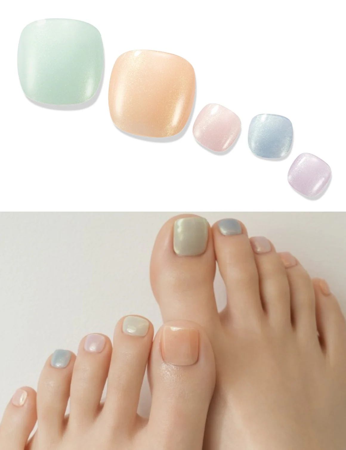 Gelato Factory - Solar Cured Gel Pedi #PD*011 Iridescent * Jel Oje Bantı Takma Tırnak 30'lu AYAK için