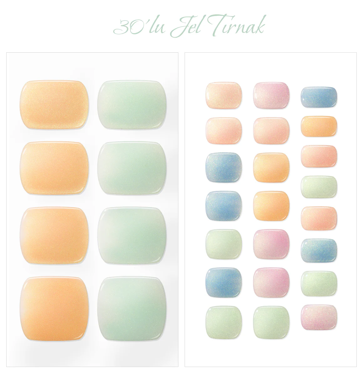 Gelato Factory - Solar Cured Gel Pedi #PD*011 Iridescent * Jel Oje Bantı Takma Tırnak 30'lu AYAK için - Image 2