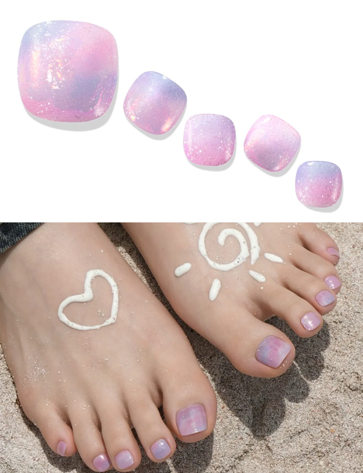 Gelato Factory - Solar Cured Gel Pedi #PD*012 Pink Sunset * Jel Oje Bantı Takma Tırnak 30'lu AYAK için