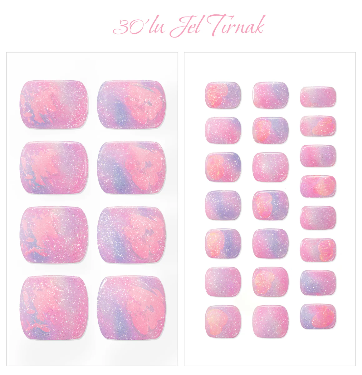 Gelato Factory - Solar Cured Gel Pedi #PD*012 Pink Sunset * Jel Oje Bantı Takma Tırnak 30'lu AYAK için - Image 2