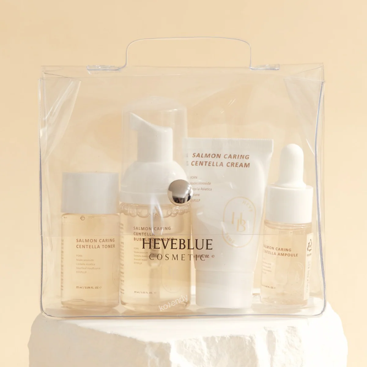 Heveblue - Salmon Caring Centella Special Travel Kit Bag (Somon PDRN & Centella İçeren 4 Adımlı Seyahat ve Bakım Seti)