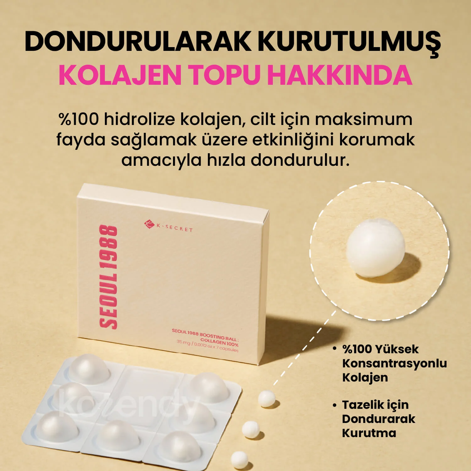 K-Secret - SEOUL 1988 Boosting Ball: Collagen 100% (Serumla Aktive Olan Dondurularak Kurutulmuş %100 Hidrolize Kollajen Kapsül) 35mg - Image 6