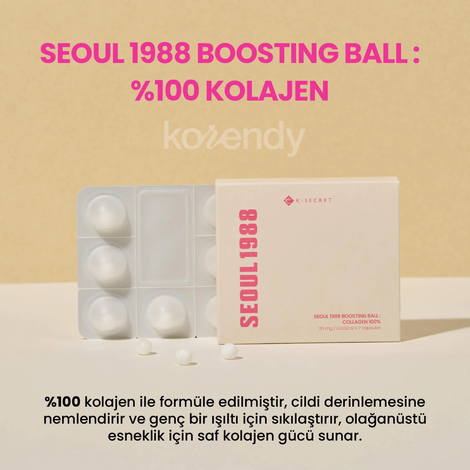K-Secret - SEOUL 1988 Boosting Ball: Collagen 100% (Serumla Aktive Olan Dondurularak Kurutulmuş %100 Hidrolize Kollajen Kapsül) 35mg - Image 7