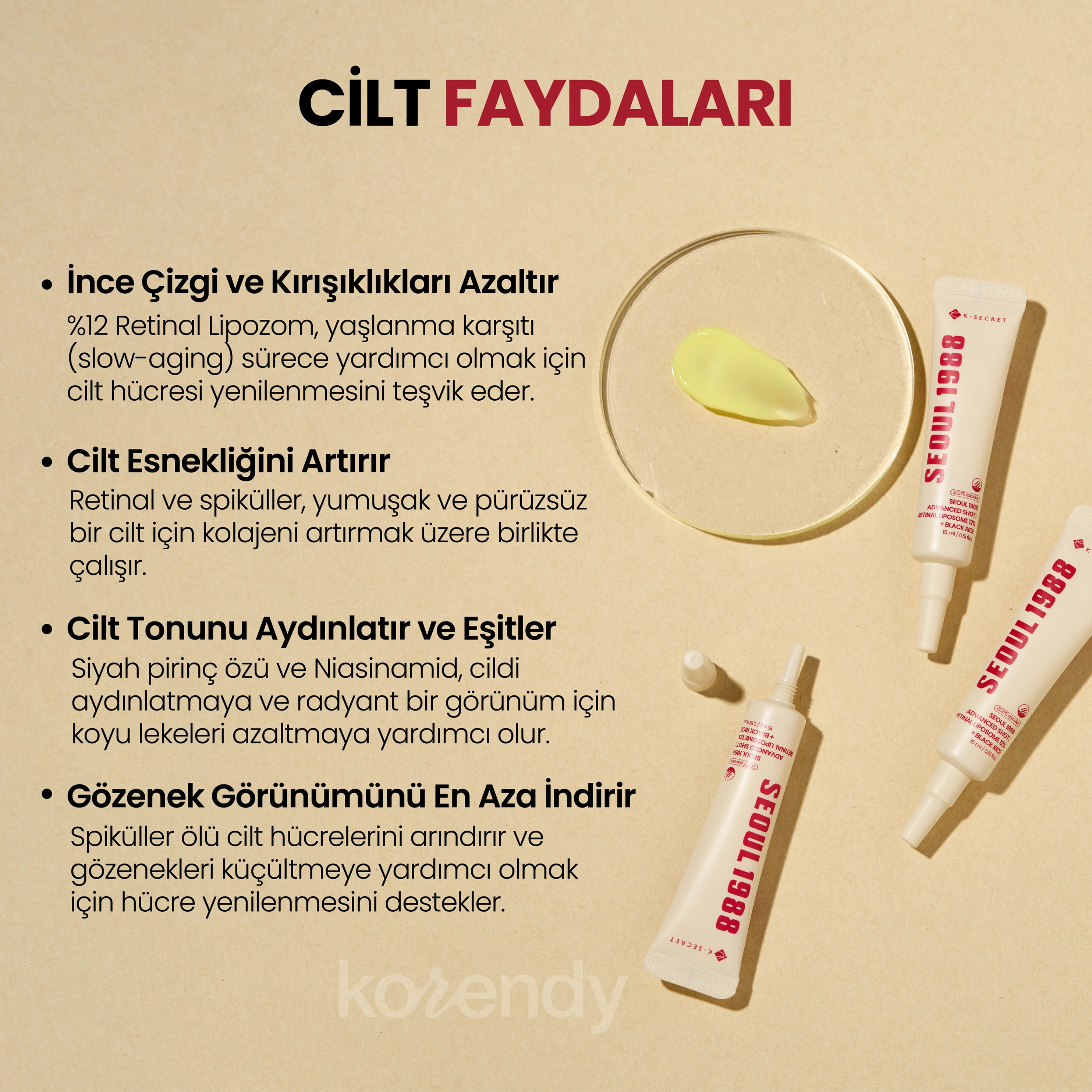 K-Secret - Seoul 1988 Advanced Shot: Retinal Liposome 12% + Black Rice (Kırışıklık Önleyici 12% Lipozomal Retinal ve Siyah Pirinçli Mikro Spiküllü Bakım Kremi) 15ml - Image 5