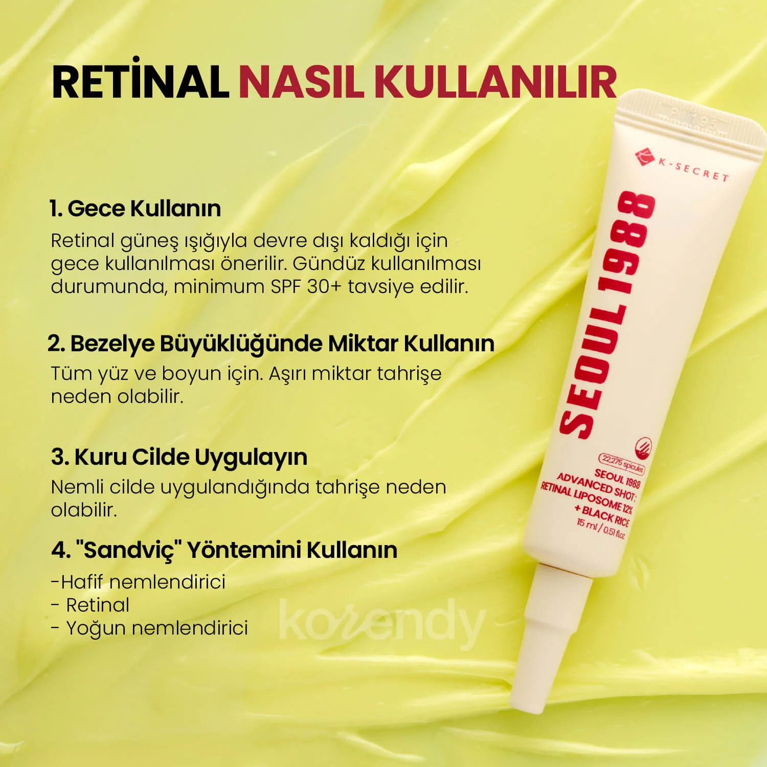 K-Secret - Seoul 1988 Advanced Shot: Retinal Liposome 12% + Black Rice (Kırışıklık Önleyici 12% Lipozomal Retinal ve Siyah Pirinçli Mikro Spiküllü Bakım Kremi) 15ml - Image 6