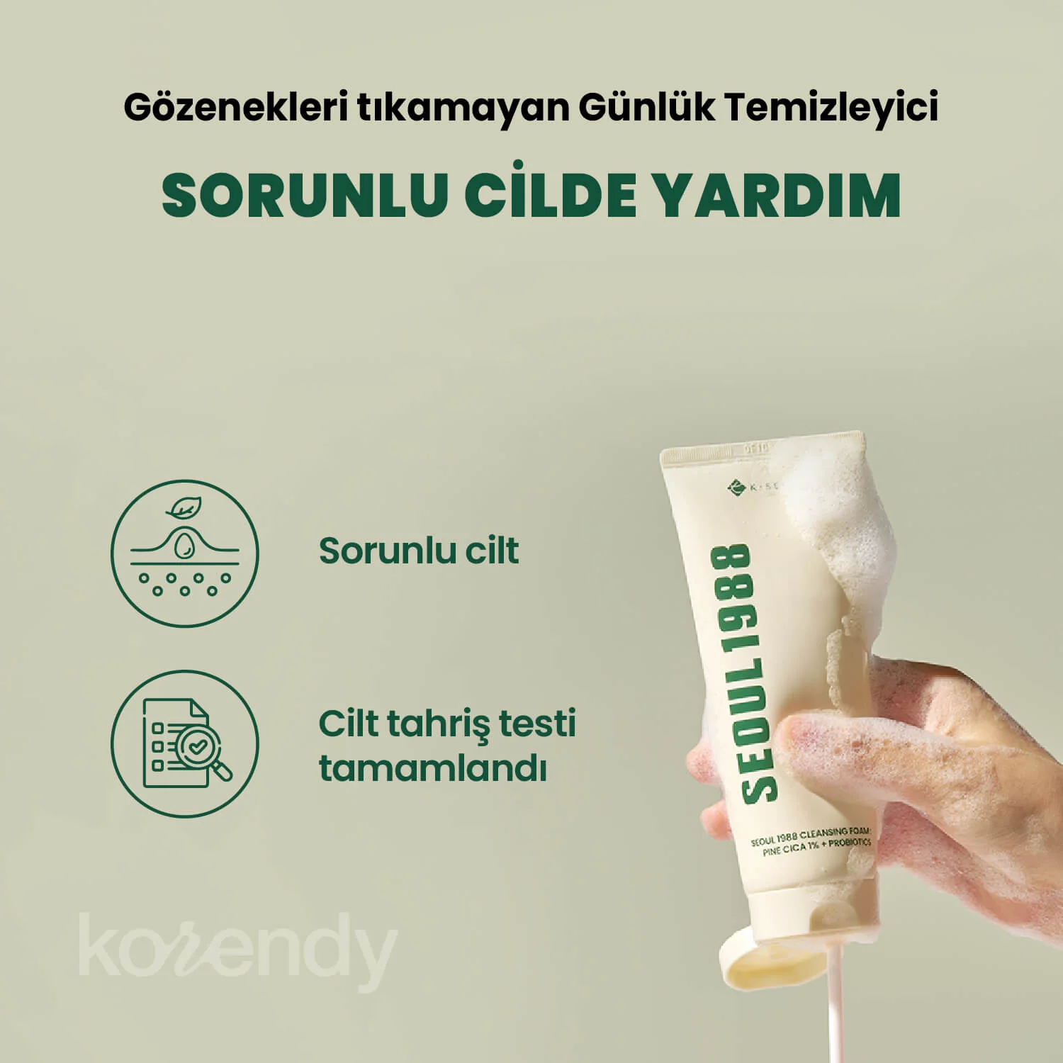 K-Secret - SEOUL 1988 Cleansing Foam Pine Cica 1% + Probiotics  (Siyah & Beyaz Nokta Önleyici ve Stres Karşıtı Çam Cica Özlü Köpük Temizleyici) 150ml - Image 8