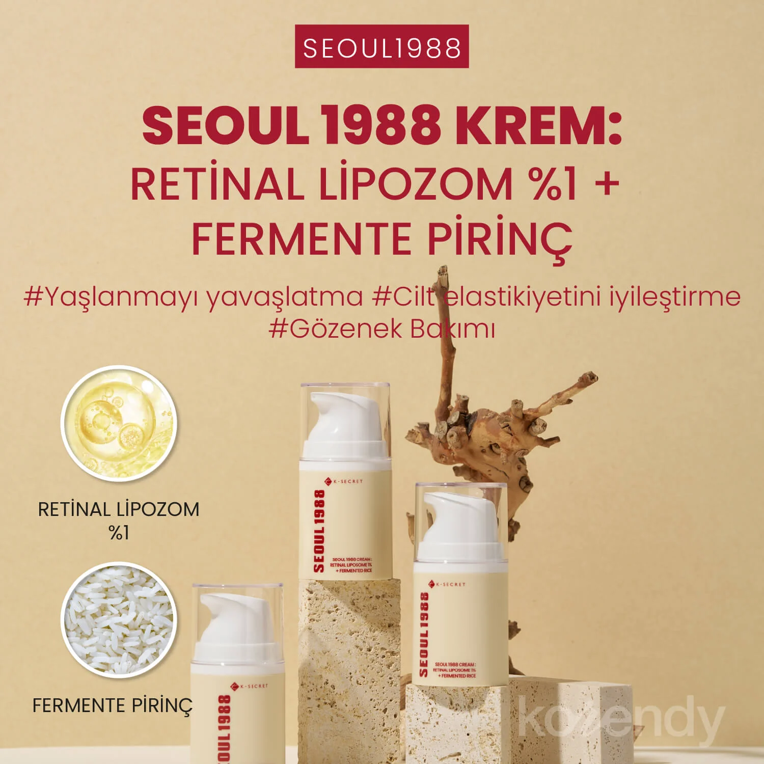 K-Secret - SEOUL 1988 Cream Retinal Liposome 1% + Fermented Rice (Kırışıklık & Leke Önleyici Pürüz Engelleyici %1 Retinalli Pirinç Fermentli Krem) 50ml - Image 2
