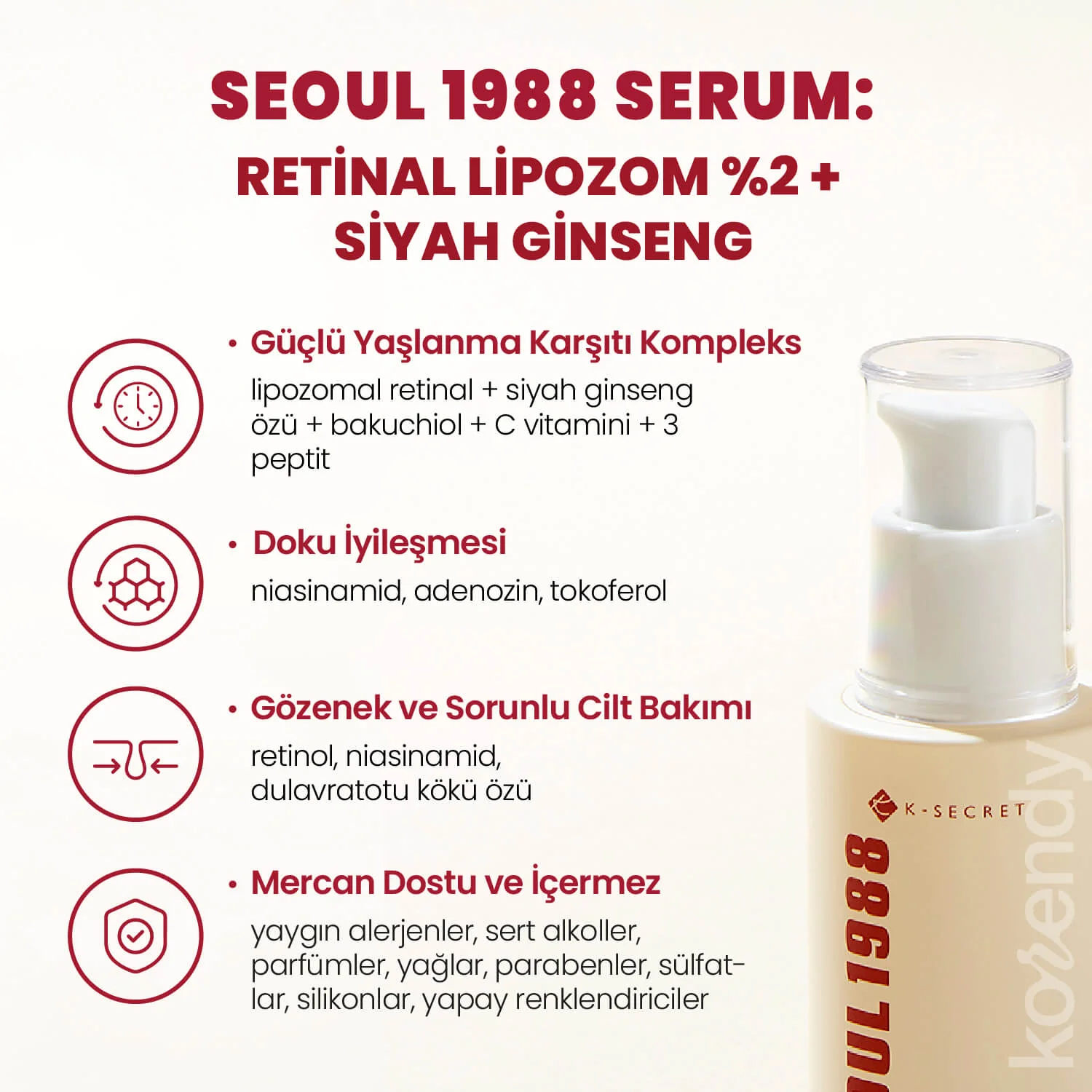 K-Secret - SEOUL 1988 Serum Retinal Liposome 2% + Black Ginseng (İnce Çizgi & Leke Karşıtı Pürüz Önleyici %2 Retinal Lipozom + Siyah Ginsengli Serum) 30ml - Image 7