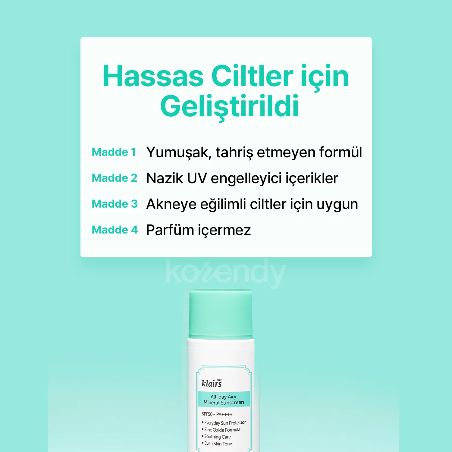 Klairs - All-day Airy Mineral Sunscreen SPF 50+ PA++++ (Ultra Hafif Dokulu Çinko Oksitli Leke Karşıtı Mineral Güneş Kremi) (%25 SKT İndirimli) - Image 10
