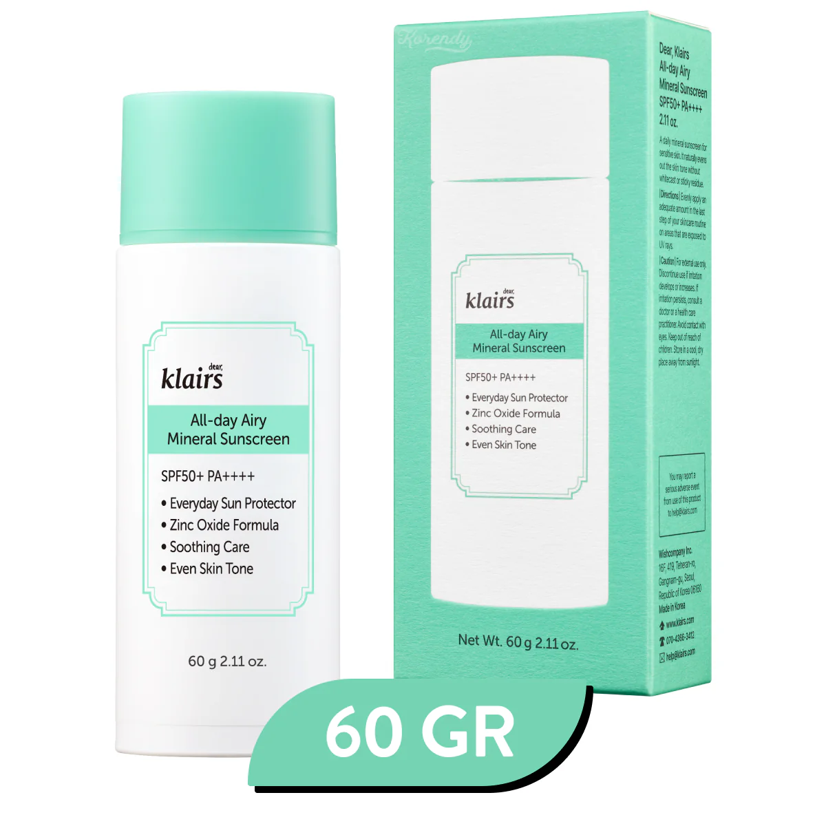 Klairs - All-day Airy Mineral Sunscreen SPF 50+ PA++++ (Ultra Hafif Dokulu Çinko Oksitli Leke Karşıtı Mineral Güneş Kremi) (%25 SKT İndirimli) - Image 3