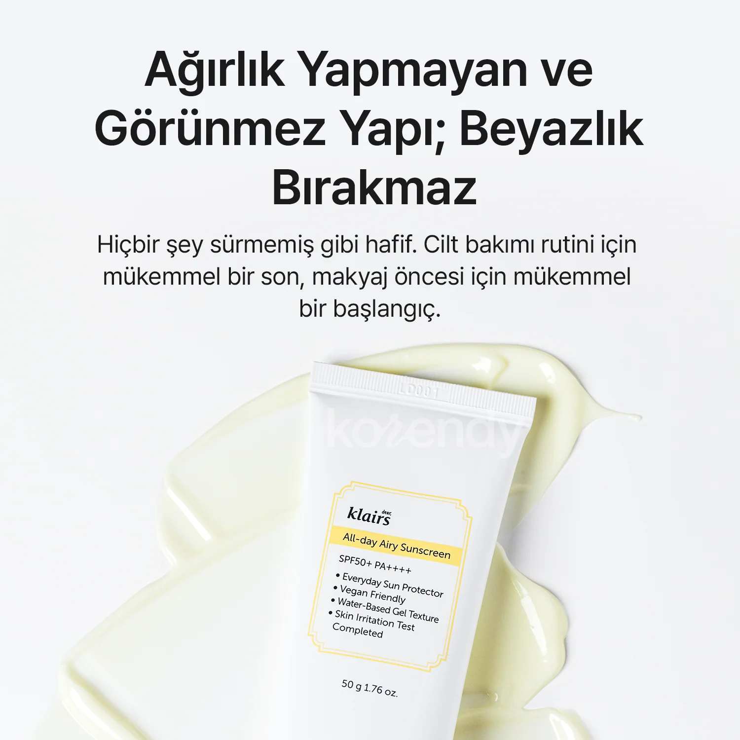 Klairs - All Day Airy Sunscreen SPF 50+ PA++++ (Hafif Dokulu Su Bazlı Güneş Koruyucu Krem) 50gr - Image 6
