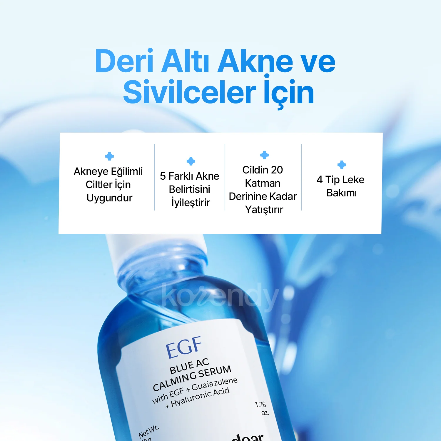 Klairs  - EGF Blue AC Calming Serum (Stres Karşıtı ve Bariyer Destekleyici EGF & 5-Nano Hyaluronik Asitli Dengeleyici Serum) 50ml - Image 4