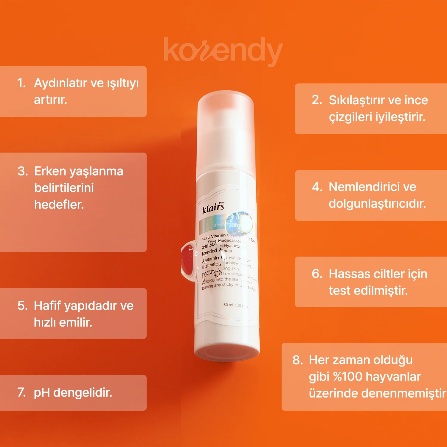 Klairs - Freshly Juiced Vitamin Charging Serum (Asitsiz %10 C Vitamini - Leke Önleyici Yaşlanma Karşıtı Serum) 30ml - Image 10