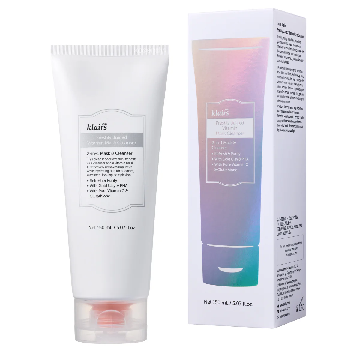Klairs - Freshly Juiced Vitamin Mask Cleanser (Dört Boyutlu Gözenek Bakımı Sunan C Vitaminli Parlatıcı Maske Temizleyici)
