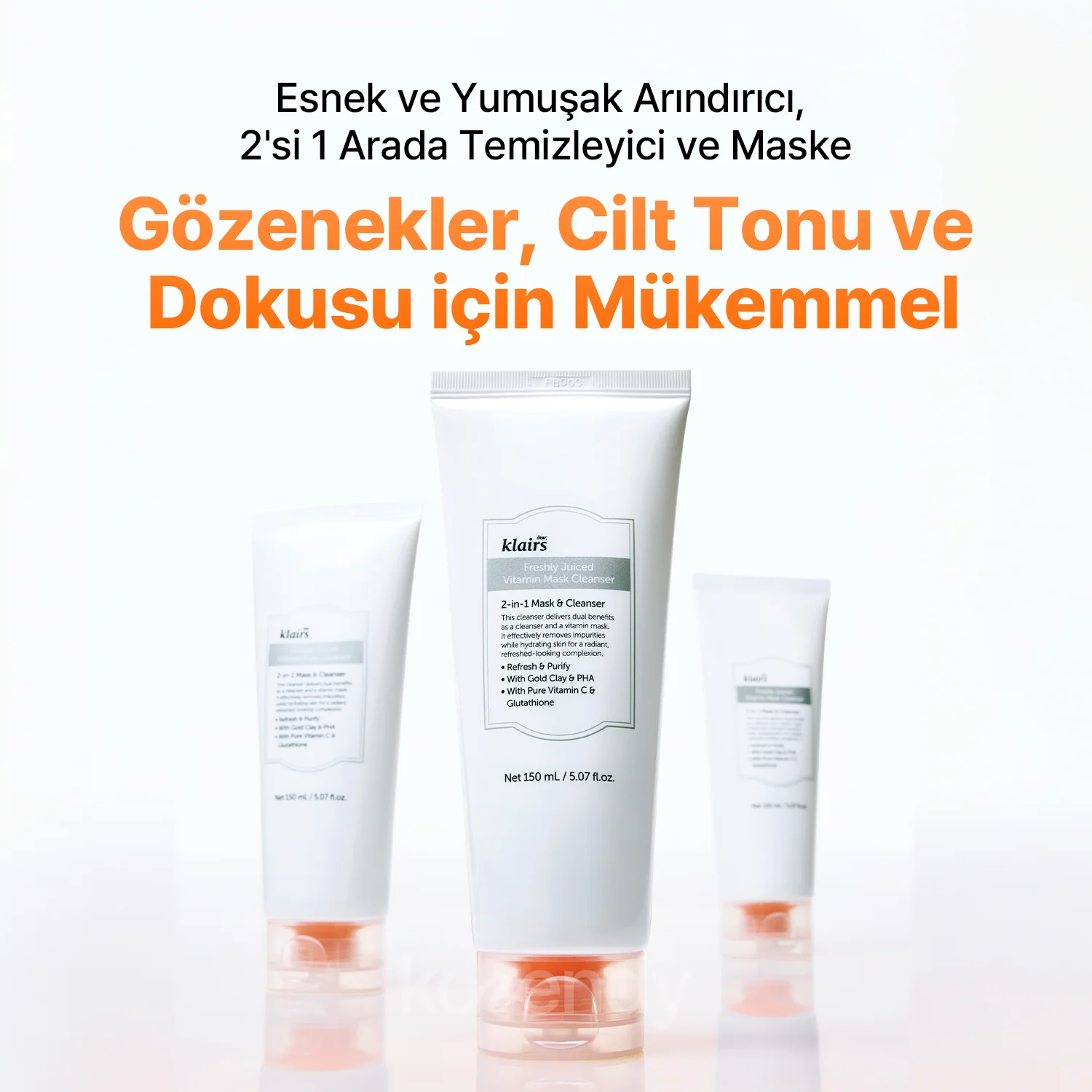 Klairs - Freshly Juiced Vitamin Mask Cleanser (Dört Boyutlu Gözenek Bakımı Sunan C Vitaminli Parlatıcı Maske Temizleyici) - Image 6